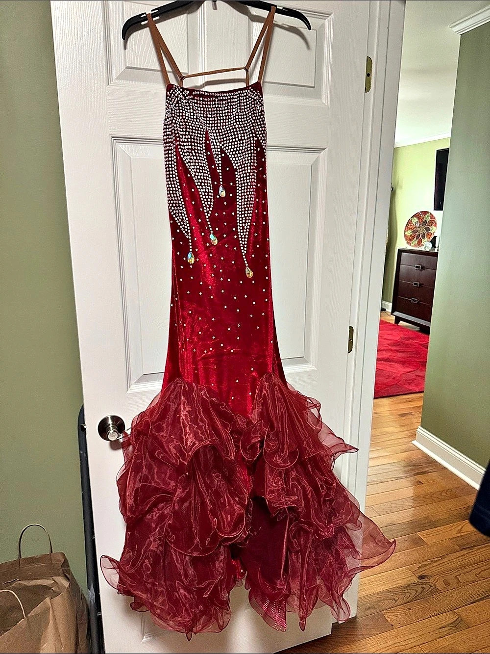 Embellished Mermaid Prom Dress in Red Like New